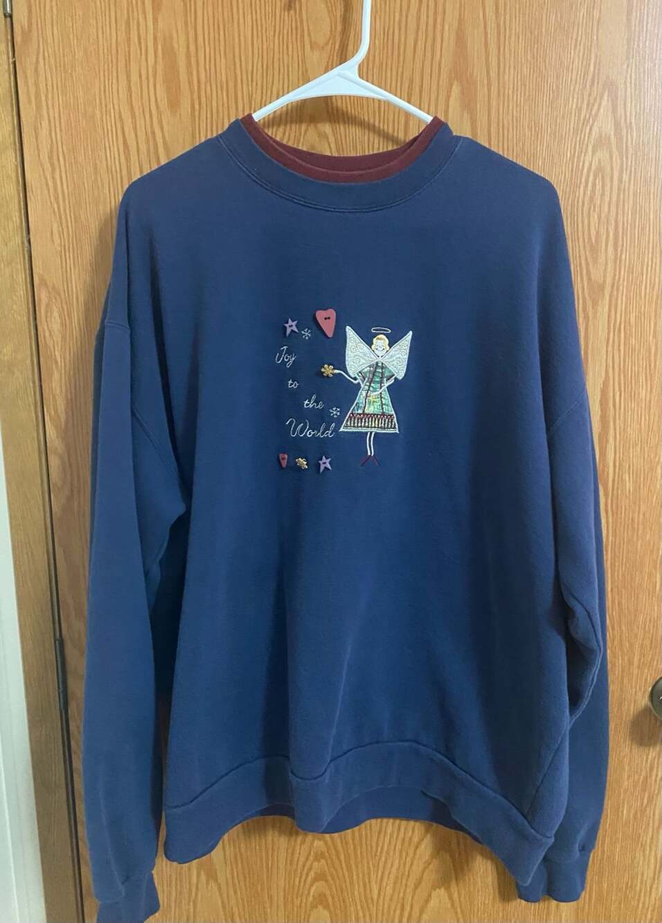 Mc Energy Sportswear Sweatshirt Size 2X Blue Holiday Angel Embroidered